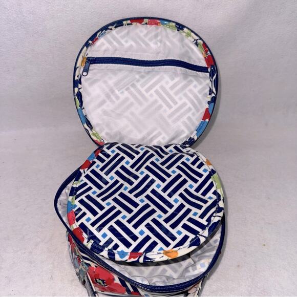 EUC Vera Bradley Hatbox Cosmetic Case Round 4 Compartments Travel Bag 7”x3” - Picture 4 of 7